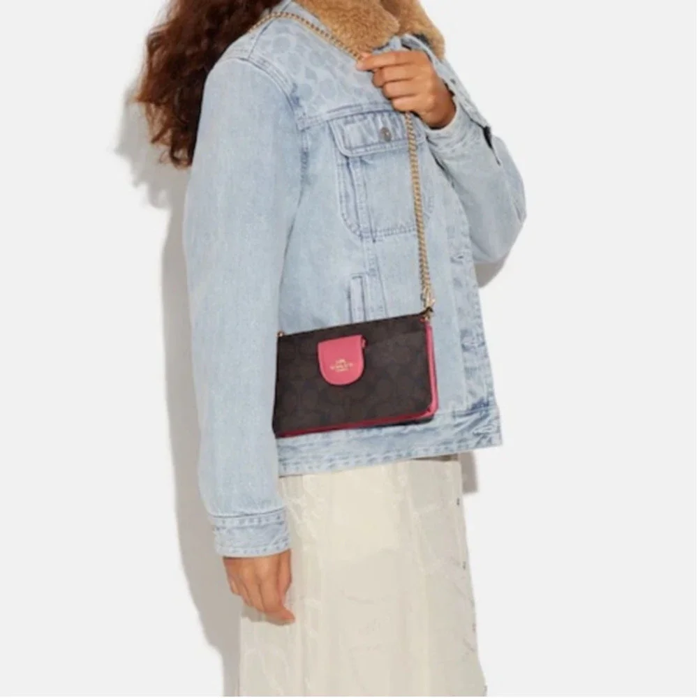 Coach Poppy Crossbody With Card Case In Signature Canvas - Picture 4 of 5